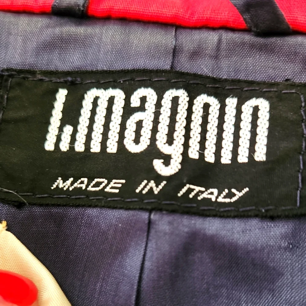 Vintage Italian Navy Blue & Red Trench Coat - Picture 9 of 13